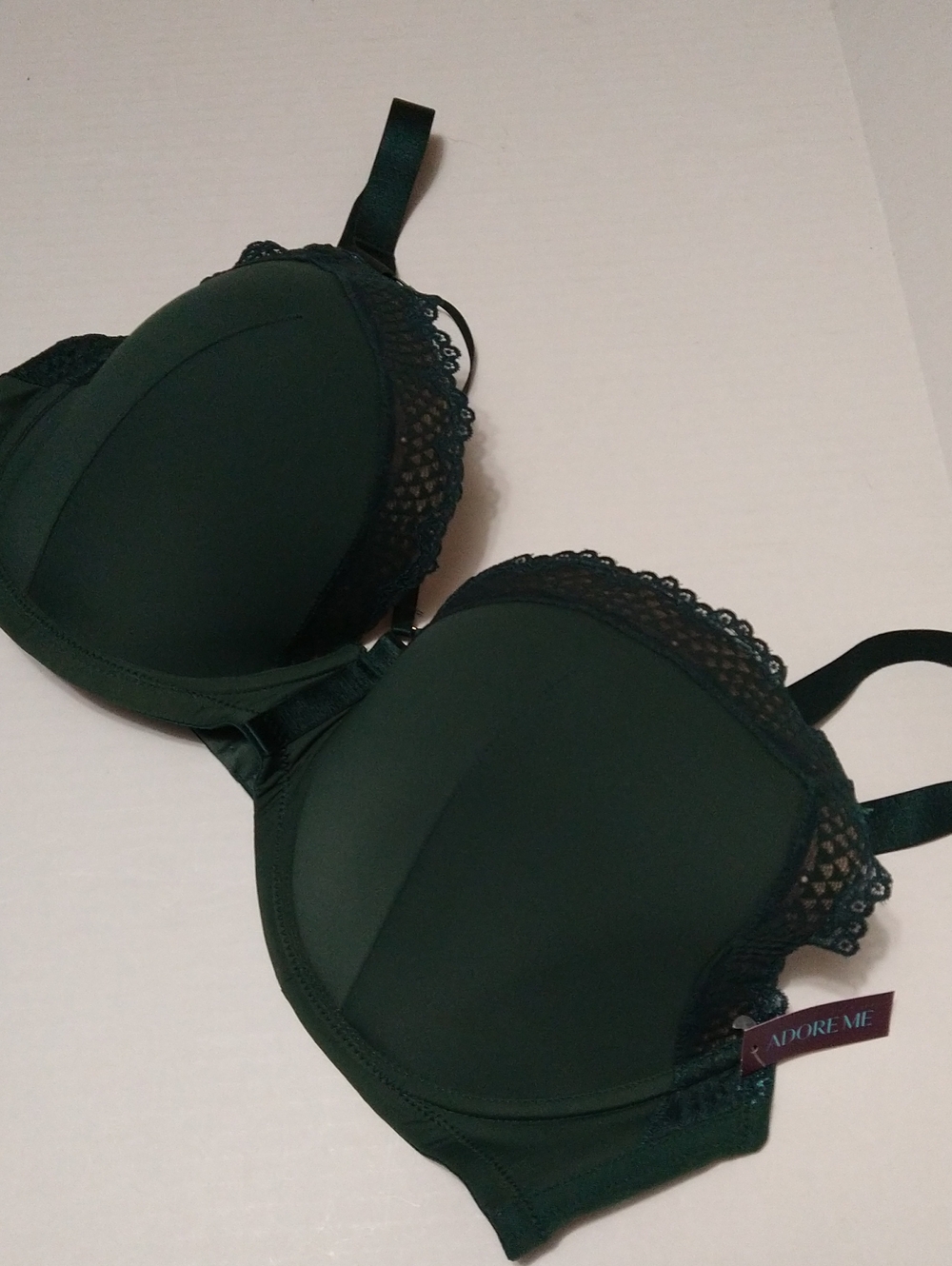 Adore Me Emerald Green Lace-Trim Underwire Padded Bra Size 40DDD